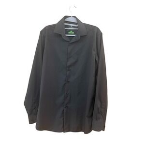 Tom Baine Mens Performance Slim Fit Dress Shirt Black Stretch Wrinkle Free M